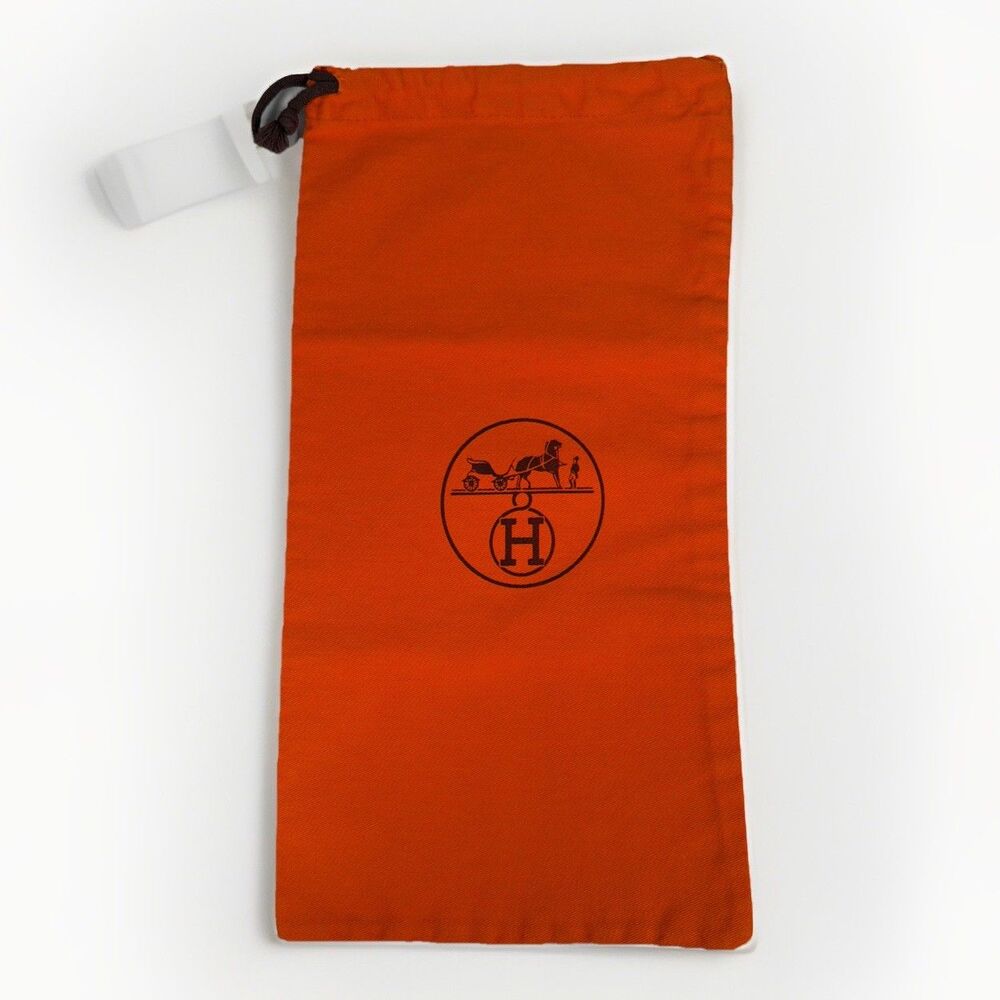 Authentic Vintage HERMES Orange Canvas Drawstring Dust Bag Single 7.5" x 13.75"